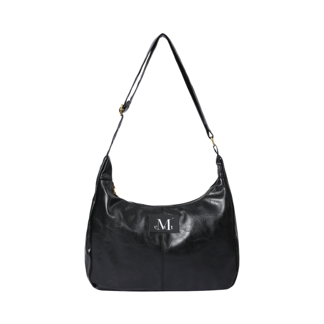 무센트 메린 골드 라인 레더 숄더백 블랙(MUCENT Merin Gold Line Leather Shoulder Bag Black)