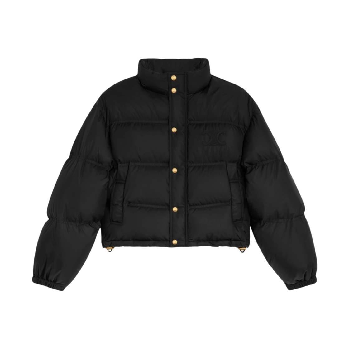 2W662092L-38NO (W) Celine Triomphe Lightweight Nylon Cropped Down Jacket Black - 대표 이미지 #1