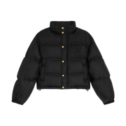 (W) Celine Triomphe Lightweight Nylon Cropped Down Jacket Black