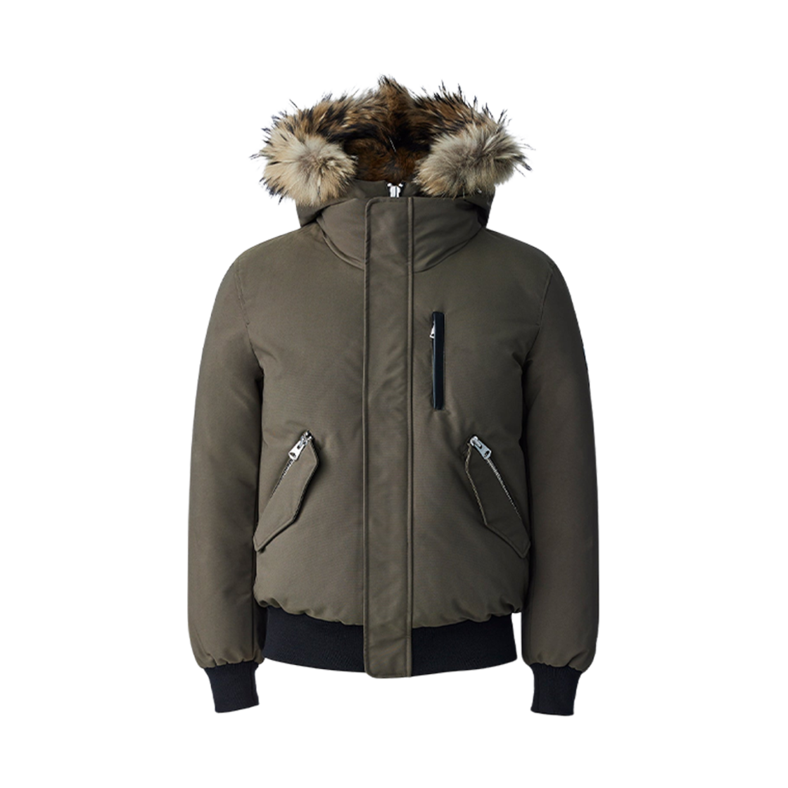 맥카지 딕슨 투인원 노르딕 테크 다운 봄버 내츄럴 퍼 아미(Mackage Dixon 2-In-1 Nordic Tech Down Bomber With Natural Fur Army)