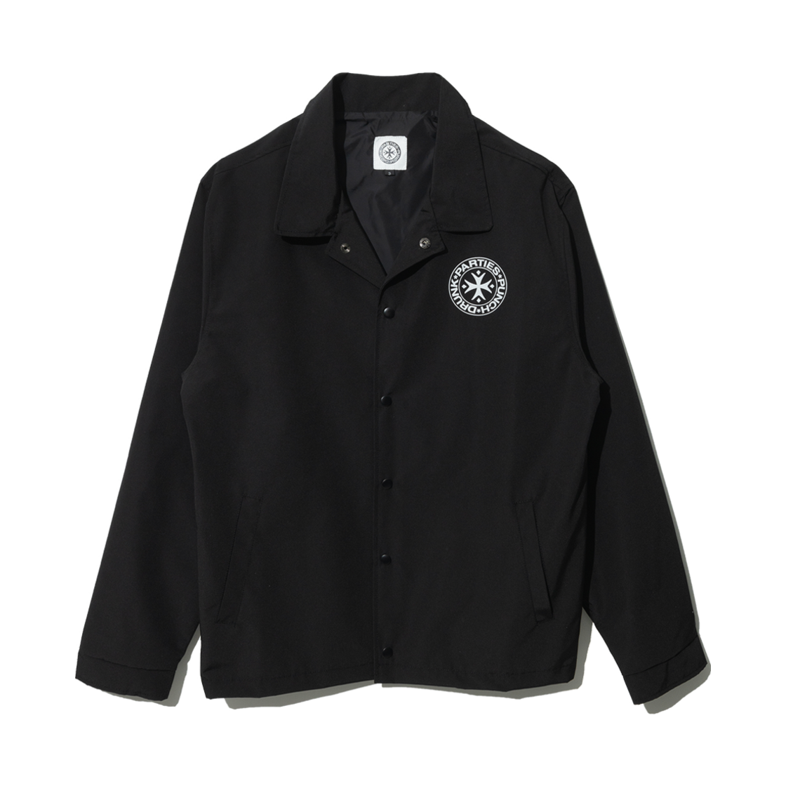 펀치 드렁크 파티즈 서클 로고 코치 자켓 블랙(Punch Drunk Parties Circle Logo Coach Jacket BLACK)