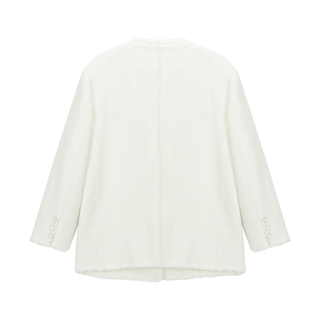 (W) 마뗑킴 칼라리스 트위드 자켓 아이보리((W) Matin Kim Collarless Tweed Jacket Ivory) - 2