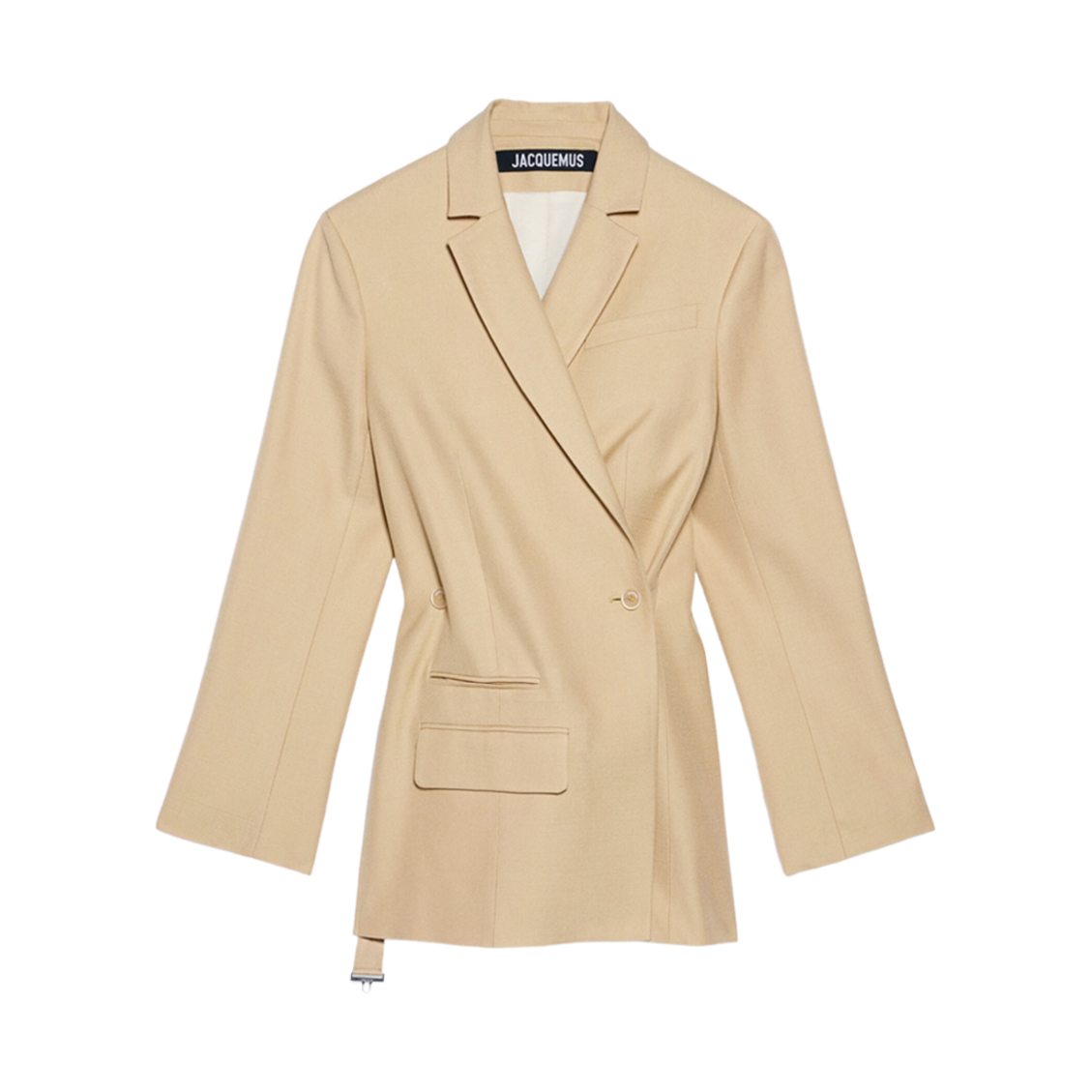 (W) 자크뮈스 라 베스트 티바우 크로스오버 더블 브레스티드 블레이저 베이지((W) Jacquemus La Veste Tibau Crossover Double Breasted Blazer Beige) - 1