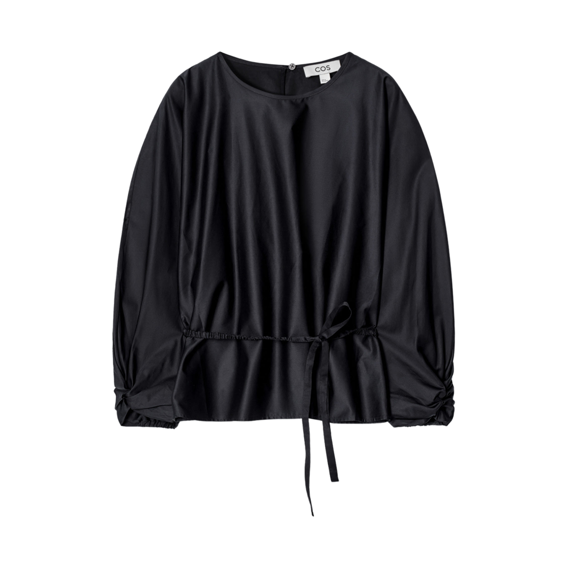 (W) 코스 드로우스트링 페플럼 블라우스 네이비((W) COS Drawstring Peplum Blouse Navy)