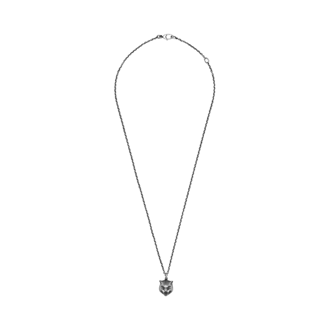 구찌 네클리스 실버 펠린 헤드 실버 에이지드 피니쉬(Gucci Necklace In Silver With Feline Head Silver Aged Finish)