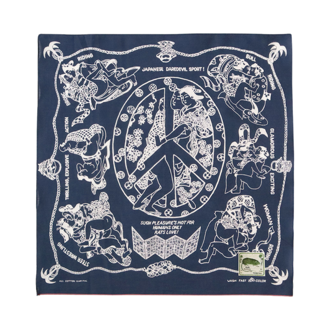 EK-554 Kapital Fastcolor Selvedge Bandana Yobai Navy