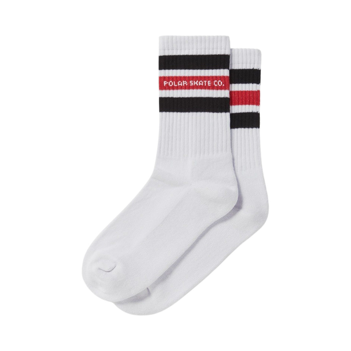 P000BFDG Polar Skate Co Fat Stripe Socks White Black Red