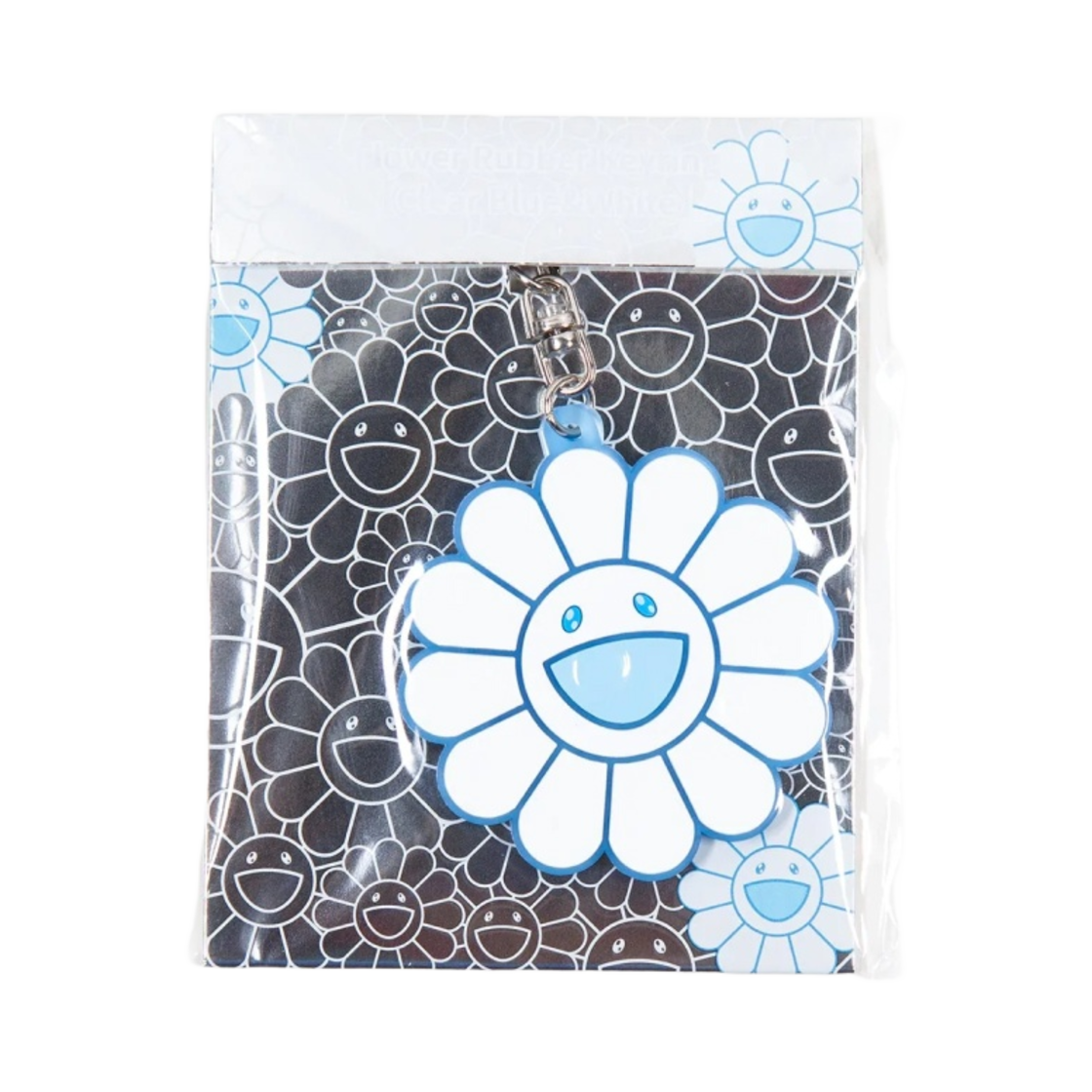 카이카이키키 플라워 러버 키링 클리어 블루 화이트(Kaikai Kiki Flower Rubber Keyring Clear Blue White)