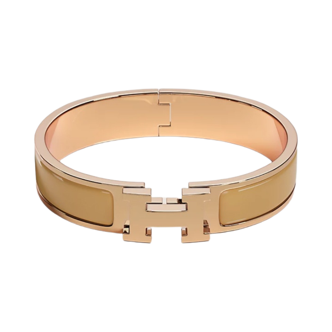 (W) 에르메스 클릭아슈 브레이슬릿 로즈 골드 하드웨어 & 사블르((W) Hermes Clic H Bracelet Rose Gold & Sable) - 1