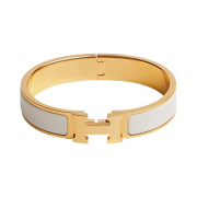 (W) Hermes Clic H Bracelet Gold & Blanc
