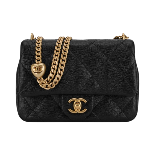 Chanel Mini Flap Bag Calfskin & Gold Black