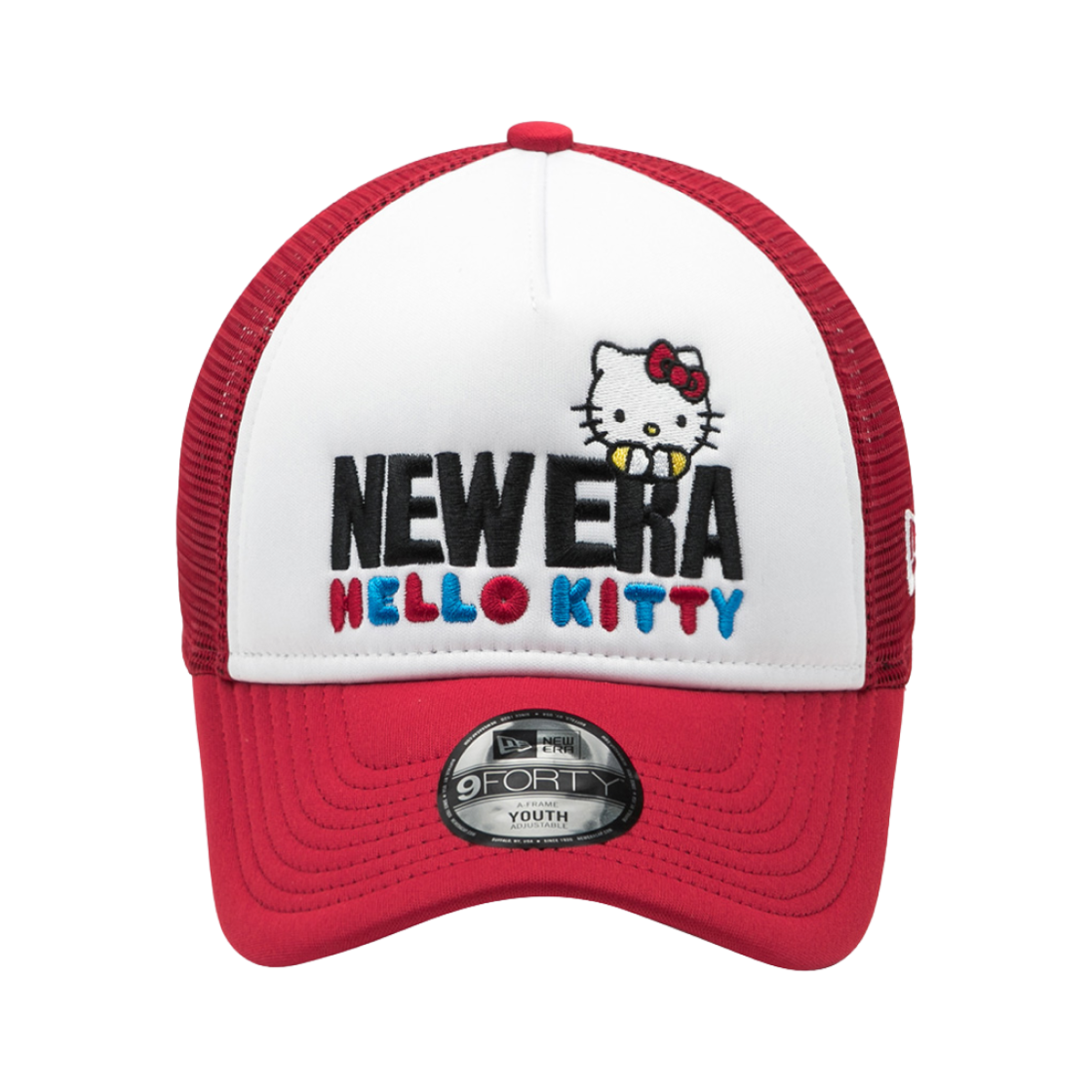 (키즈) 뉴에라 x 헬로 키티 A프레임 트러커 볼캡 스칼렛((Kids) New Era x Hello Kitty A-Frame Trucker Ball Cap Scarlet)