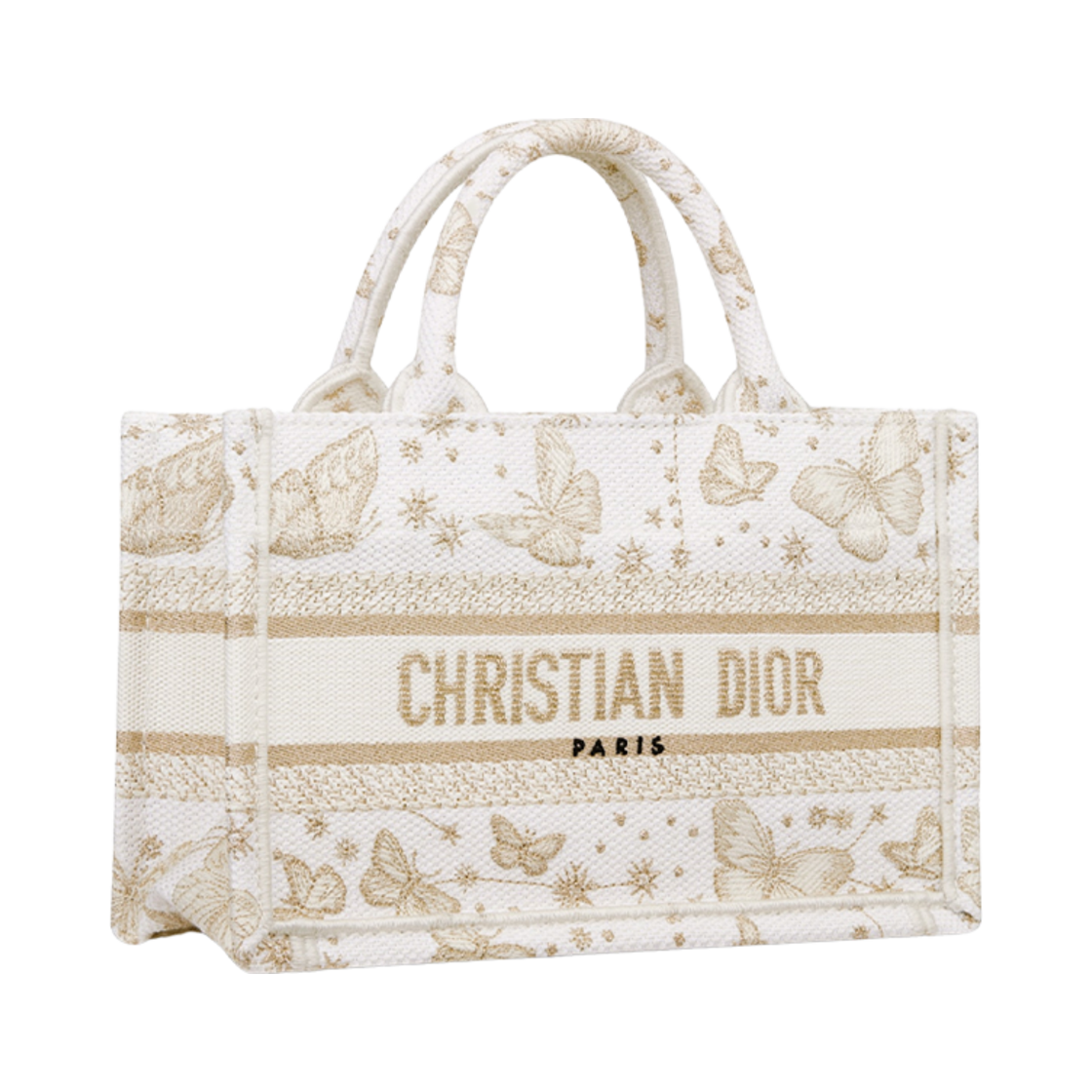 디올 미니 디올 북 토트백 스트랩 골드 톤 화이트 버터플라이 조디악(Dior Mini Dior Book Tote with Strap Gold Tone White Butterfly Zodiac) - 1