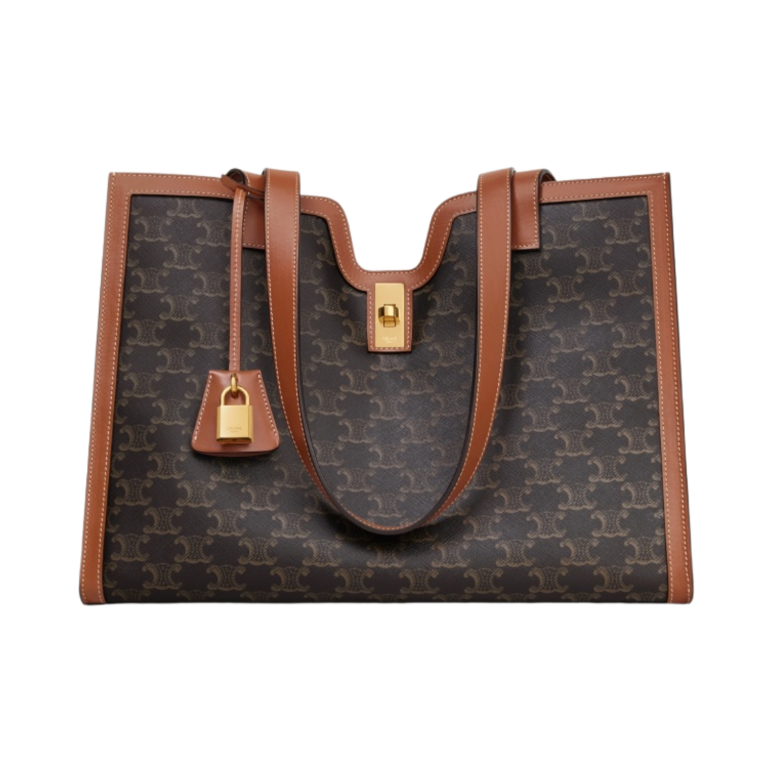 셀린느 트리옹프 캔버스 & 카프스킨 카바스 16 탄(Celine Cabas 16 in Triomphe Canvas and Calfskin Tan) - 1