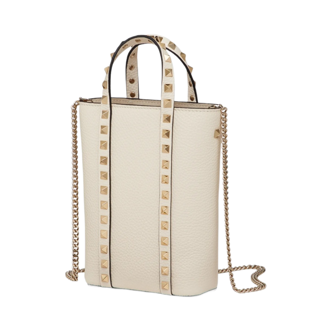 발렌티노 락스터드 그레이니 카프스킨 레더 체인 파우치 라이트 아이보리(Valentino Rockstud Grainy Calfskin Leather Pouch with Chain Light Ivory) - 3