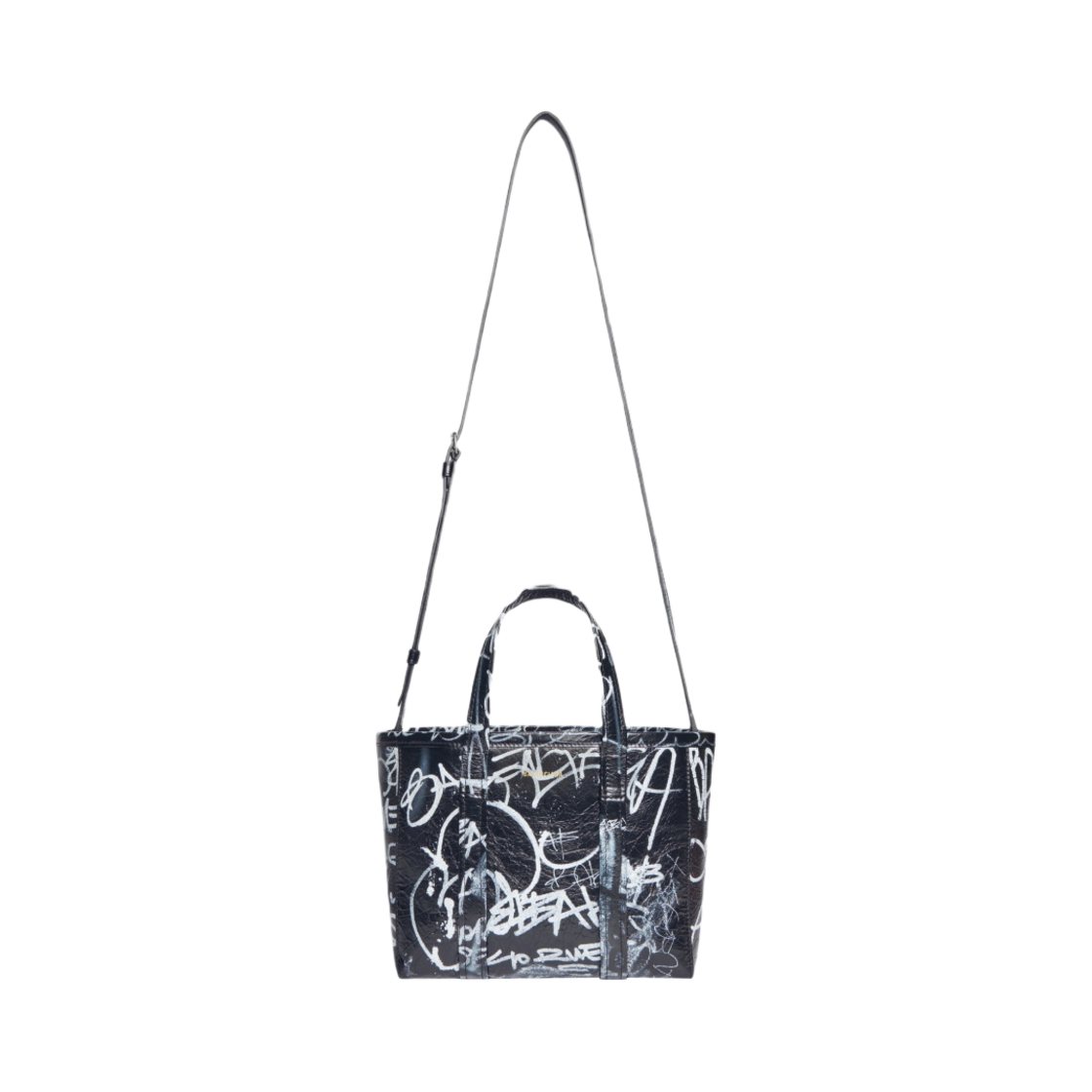 발렌시아가 바베스 스몰 이스트 웨스트 그래피티 쇼퍼백 블랙(Balenciaga Barbes Small East-West Graffiti Shopper Bag Black) - 4