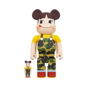 Bearbrick x BAPE Fujiya Milky Peko-chan Camo Green 100% & 400% Set