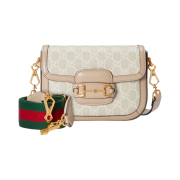 Gucci Horsebit 1955 GG Mini Bag Beige White Canvas