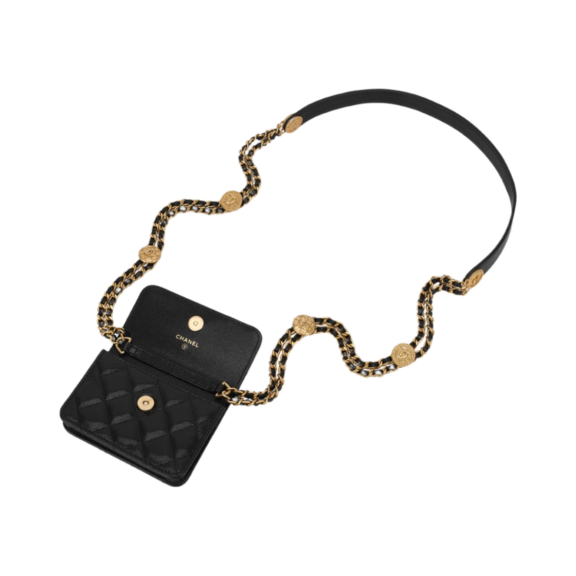 샤넬 체인 달린 미니백 유광 그레인드 카프스킨 & 골드 메탈 블랙(Chanel Clutch with Chain Shiny Grained Calfskin & Gold Black) - 3