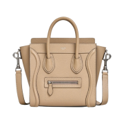Celine Nano Luggage Bag in Drummed Calfskin Dune