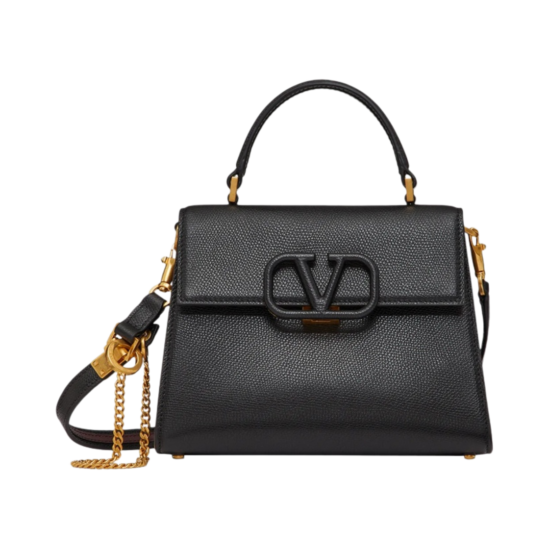 발렌티노 스몰 스탐파 알체 카프스킨 V 슬링 탑 핸들백 블랙(Valentino Small Stampa Alce Calfskin V Sling Top Handle Bag Black) - 1