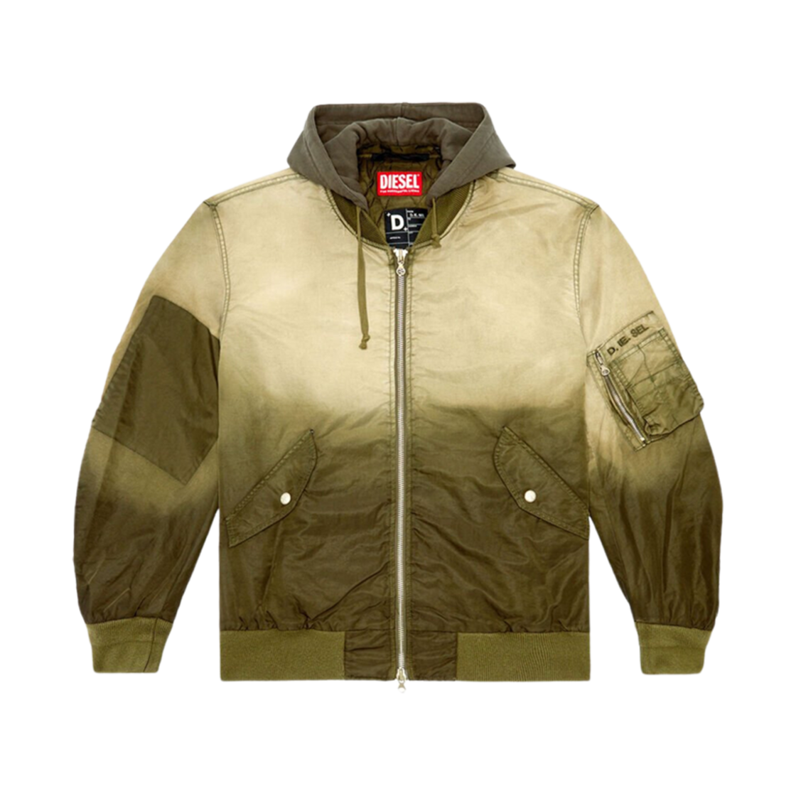 디젤 트리티드 나일론 사틴 후드 봄버 라이트 브라운(Diesel Hooded Bomber In Treated Nylon Satin Light Brown)