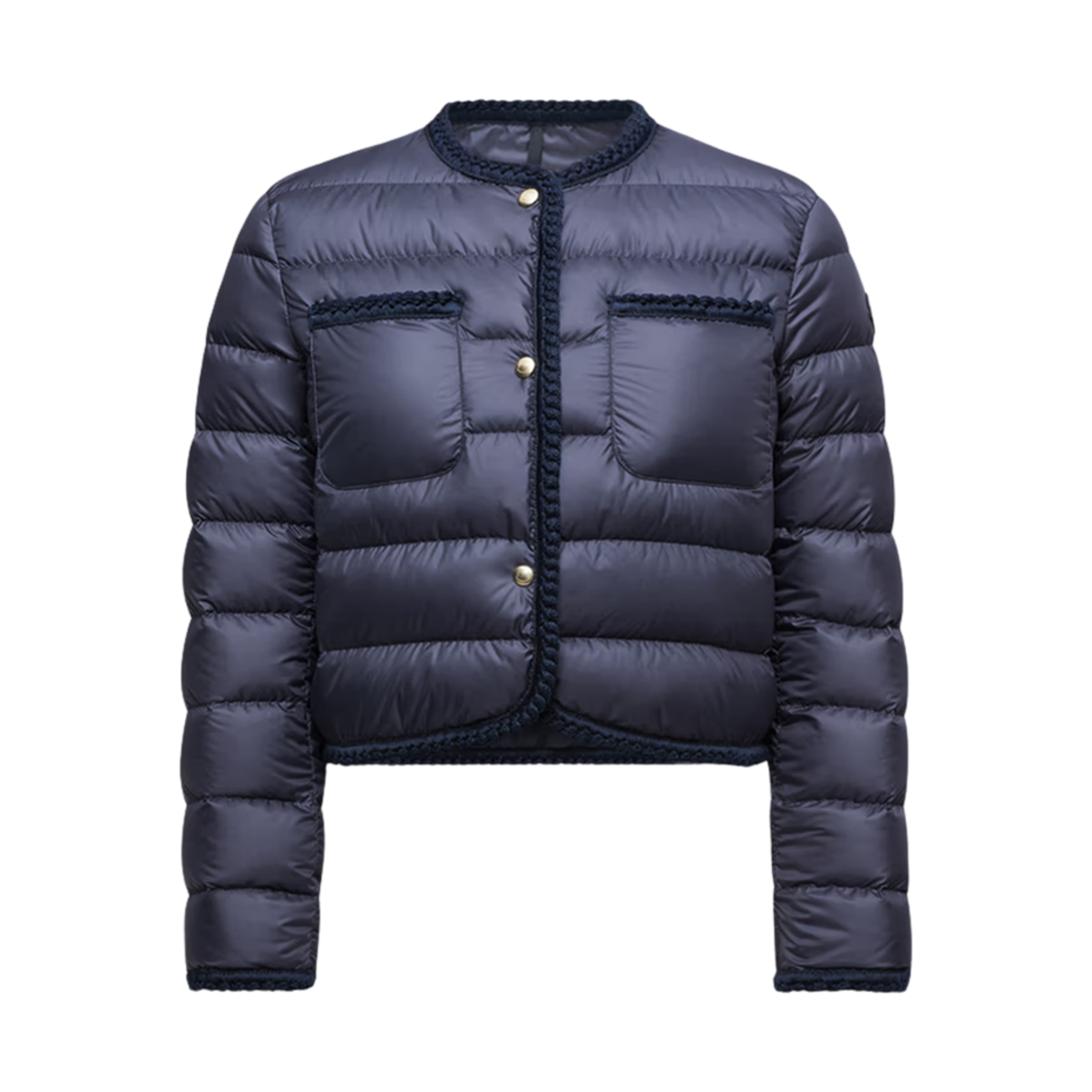 K1-093-1A00088-596ZR-742 (W) Moncler Gencay Braided Trim Short Down Jacket Navy Blue - 25SS