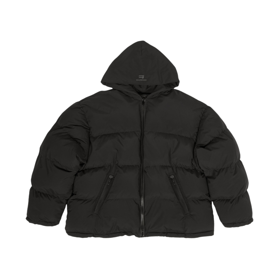 발렌시아가 스포티 B 후드 퍼퍼 블랙(Balenciaga Sporty B Hooded Puffer Black) - 1