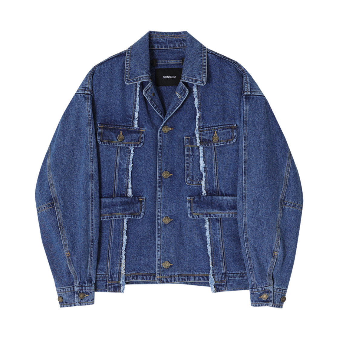 SH2JP722IN SONGZIO COLLECTION Asymmetric Cut Denim Trucker INDIGO