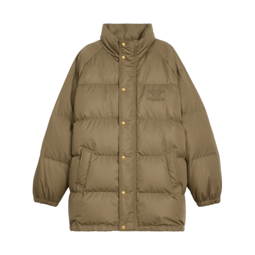 (W) Celine Oversized Puffer Jacket in Lightweight Nylon Light Brown