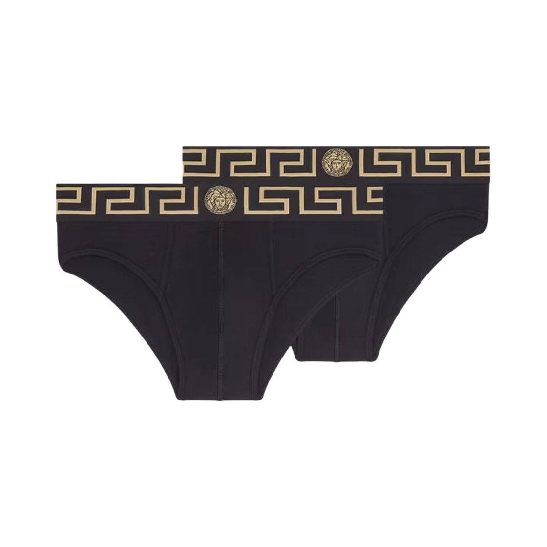 AU10180-A232741-A80G Versace Greca Border Briefs Black (2 Pack)