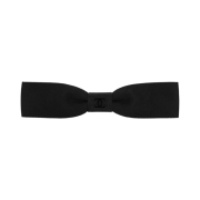 (W) Chanel Bow Barrette Silk Satin & Black