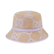 (W) Gucci Jumbo GG Bucket Hat Beige Lilac Canvas