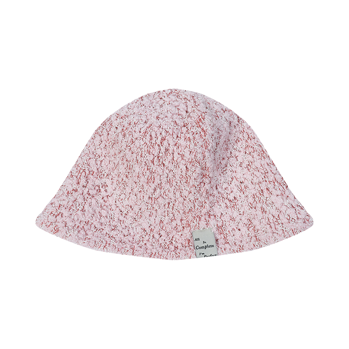 올인컴플리트 팝콘 니트 버킷햇 페일 핑크