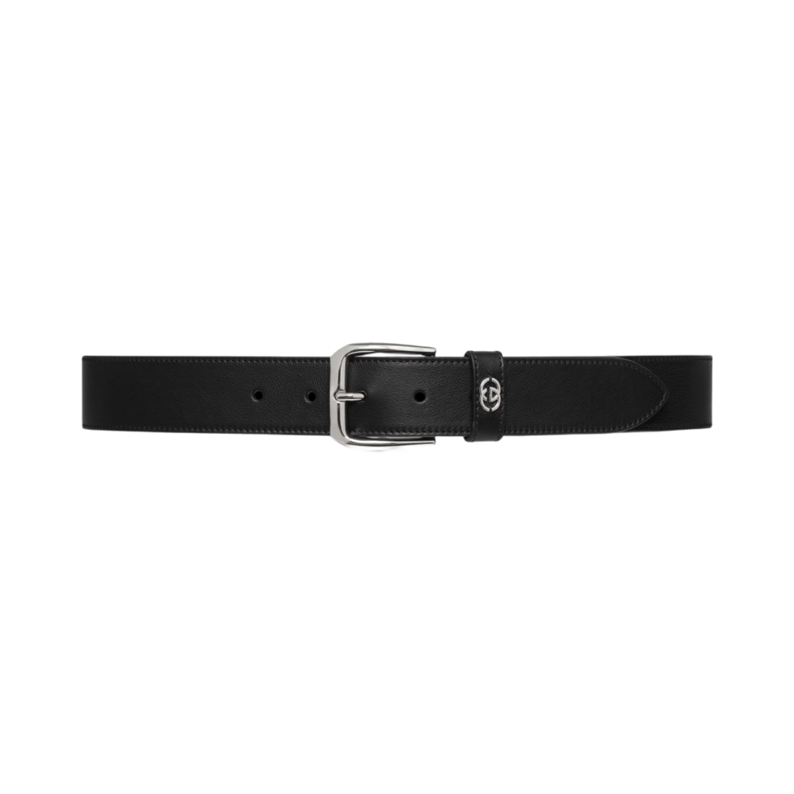 구찌 벨트 스퀘어 버클 앤 인터로킹 G 블랙 레더(Gucci Belt with Square Buckle and Interlocking G Black Leather) - 1