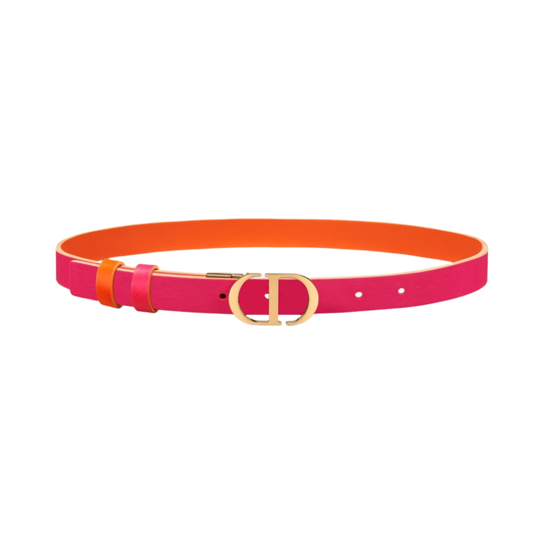 (W) 디올 30 몽테뉴 리버시블 벨트 오렌지 핑크((W) Dior 30 Montaigne Reversible Belt Orange Pink) - 2