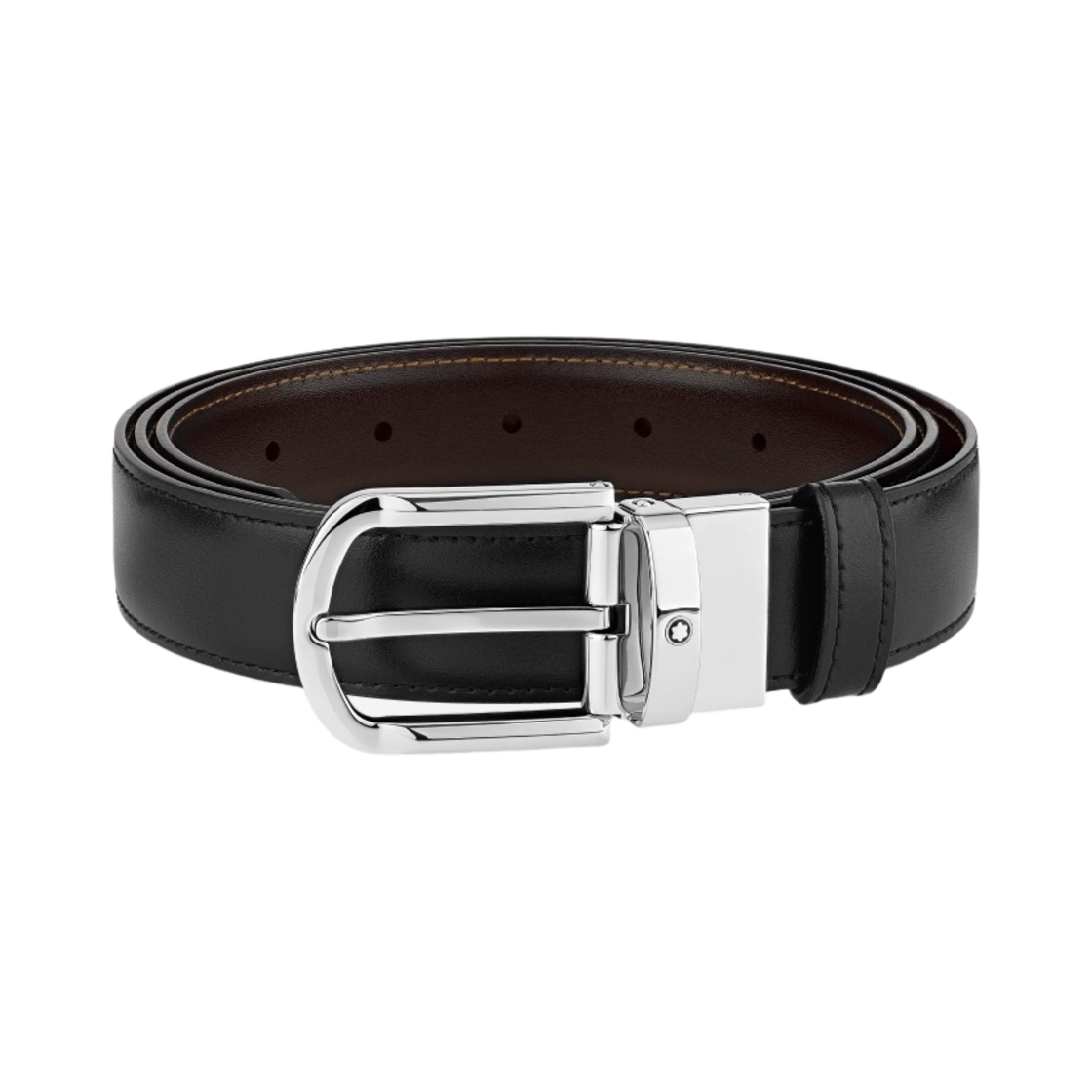 몽블랑 홀스슈 버클 30mm 리버시블 레더 벨트 블랙 브라운(Montblanc Horseshoe Buckle 30mm Reversible Leather Belt Black Brown) - 1