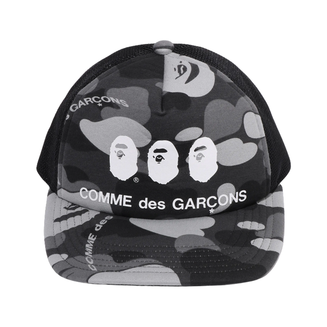 베이프 x 꼼데가르송 오사카 카모 메쉬 캡 블랙(BAPE x Comme des Garcons Osaka Camo Mesh Cap Black)