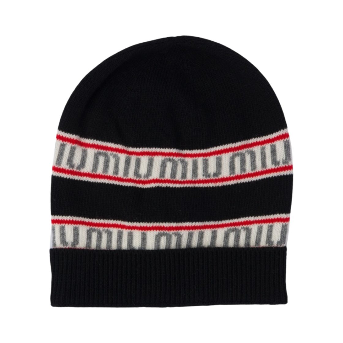 (W) 미우 미우 니트 비니 블랙((W) Miu Miu Knit Beanie Black) - 1
