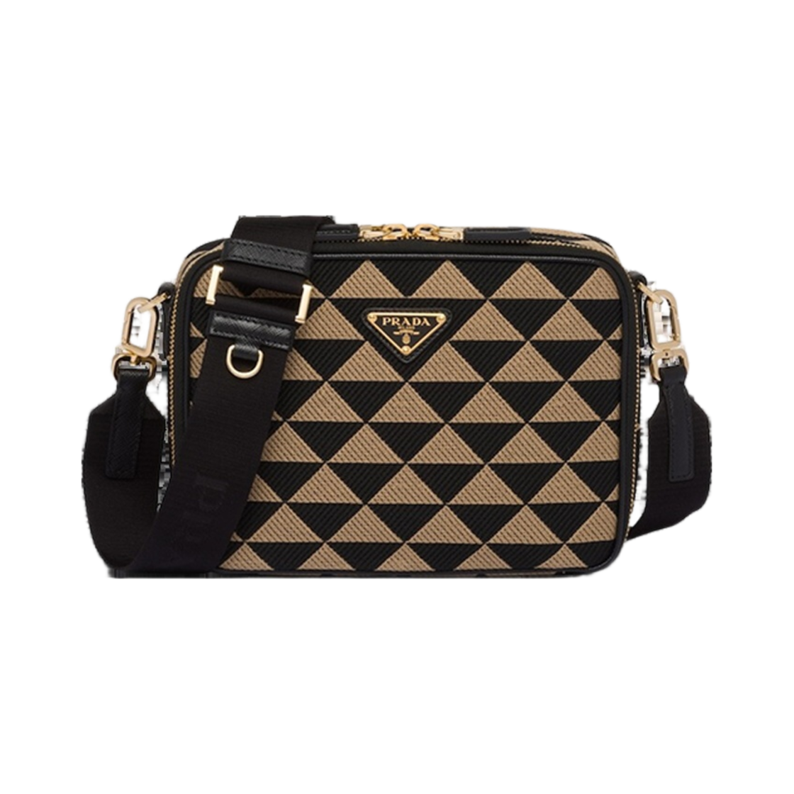 프라다 심볼 자수 패브릭 백 블랙 베이지(Prada Symbole Embroidered Fabric Bag Black Beige) - 1