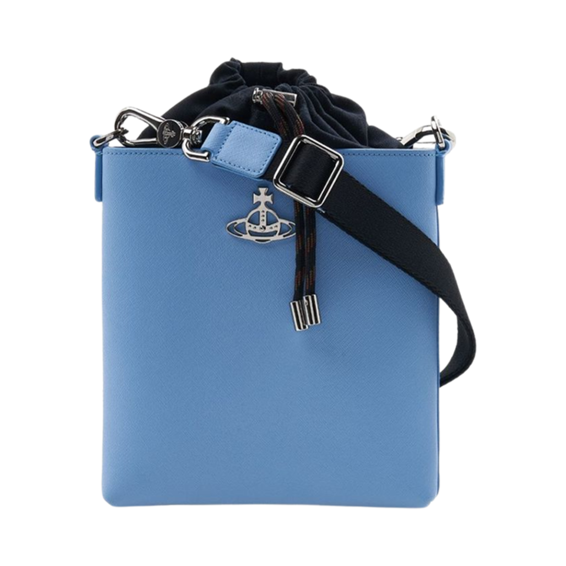 52040037-L001N-K403 Vivienne Westwood Saffiano Drawstring Crossbody Bag Light Blue