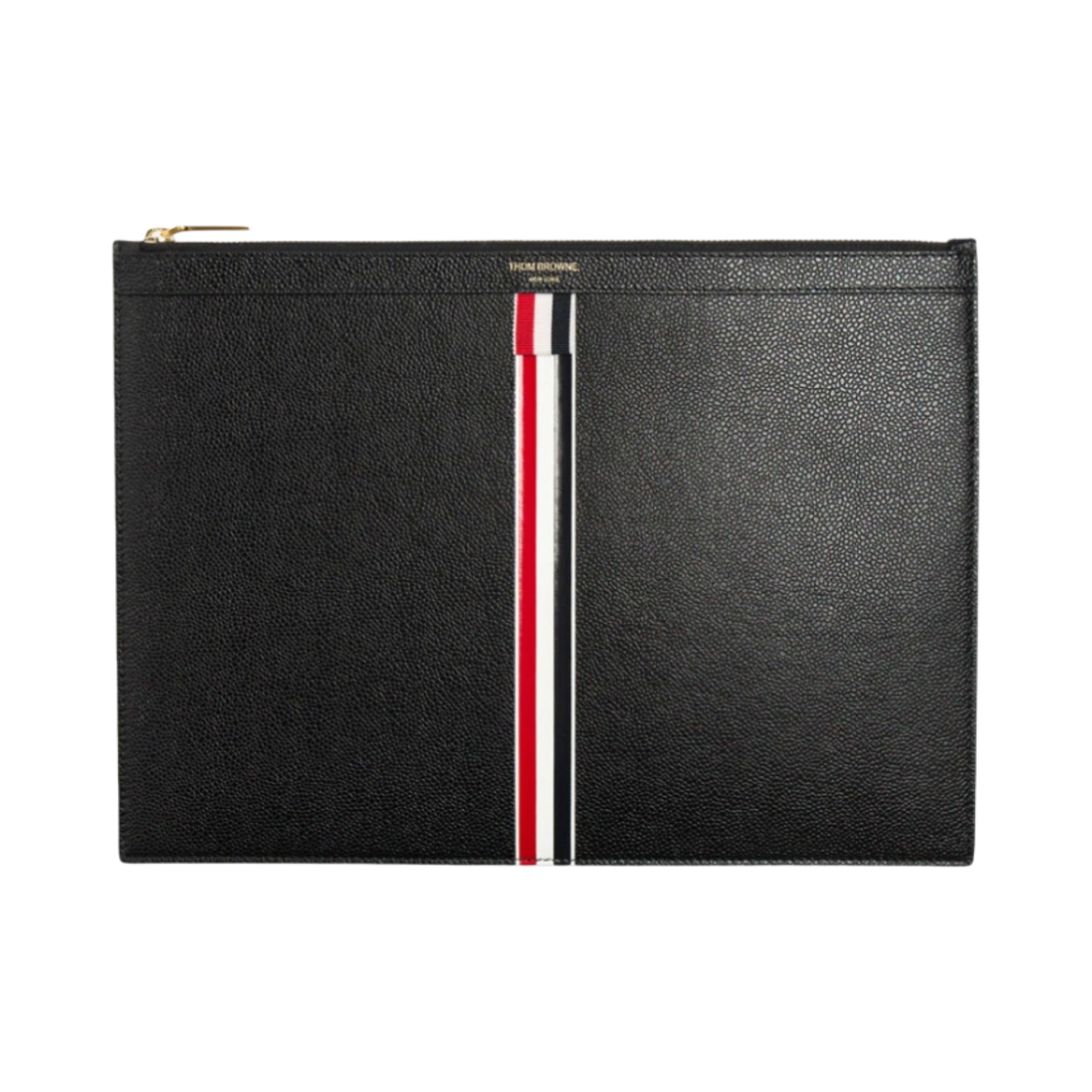 MAC054A-00198-001 Thom Browne Intarsia Stripe Leather Medium Document Holder Black