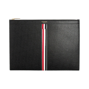 Thom Browne Intarsia Stripe Leather Medium Document Holder Black