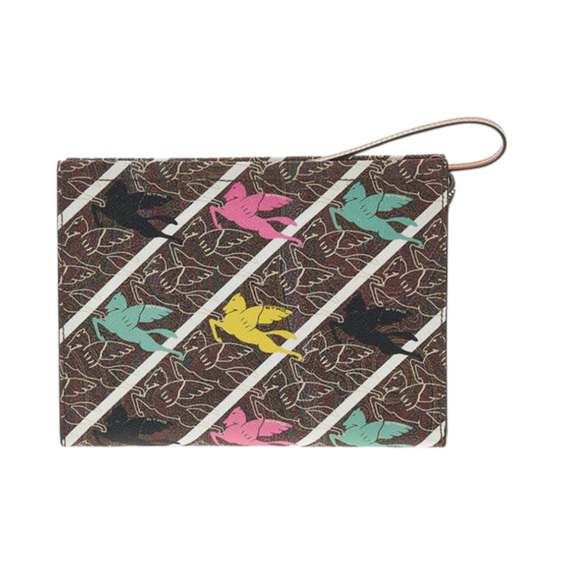1H78428468000 Etro Pegasus Paisley Clutch Brown Multicolour