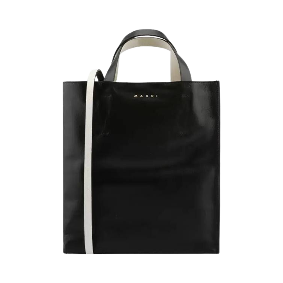 SHMP0018U5-P2644-Z582N Marni Museo Soft Tote Bag in Tumbled Leather Black White
