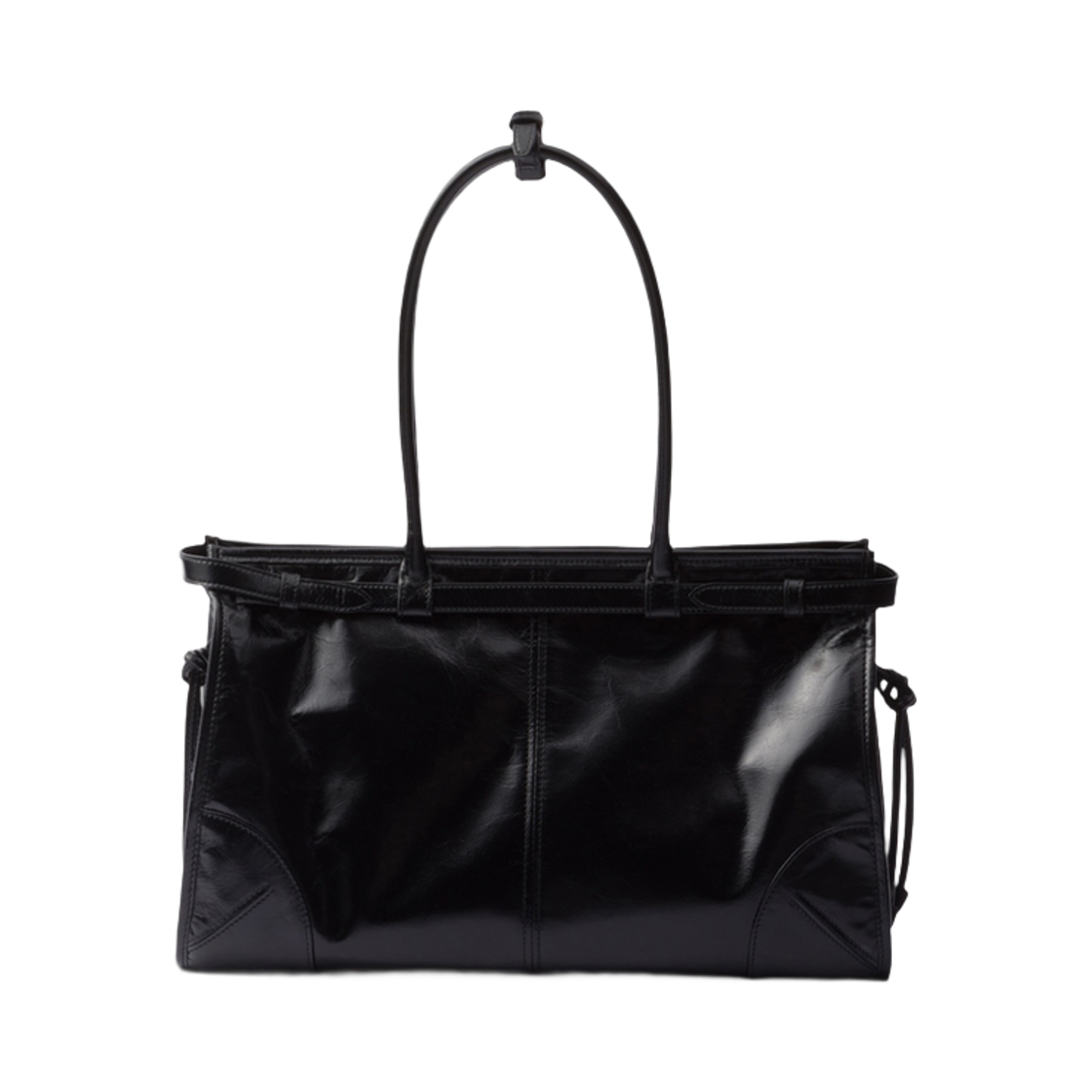 프라다 라지 레더 핸드백 블랙(Prada Large Leather Handbag Black) - 2
