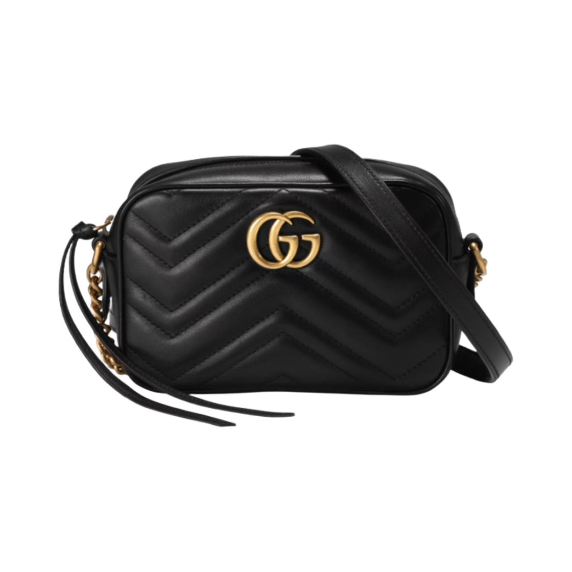 구찌 GG 마몽 집 탑 마틀라세 미니백 블랙(Gucci GG Marmont Zip Top Matelasse Mini Bag Black)