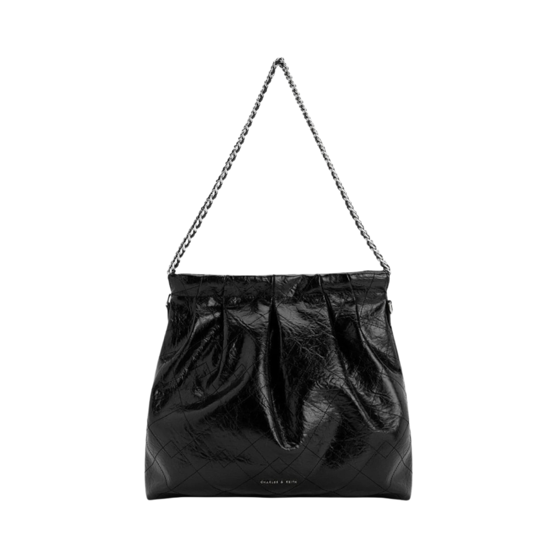 찰스앤키스 듀오 더블 체인 라지 호보백 느와르(Charles & Keith Duo Double Chain Large Hobo Bag Noir)