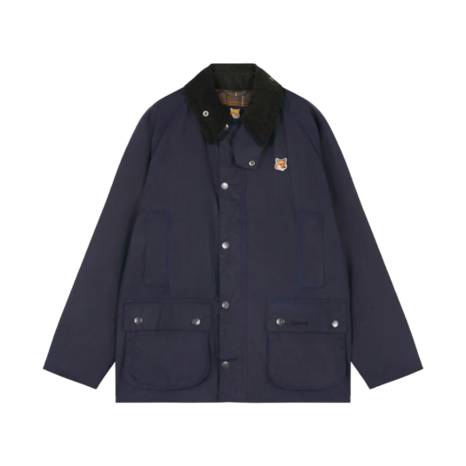 Barbour x Maison Kitsune Beaufort Waxed Jacket Indigo