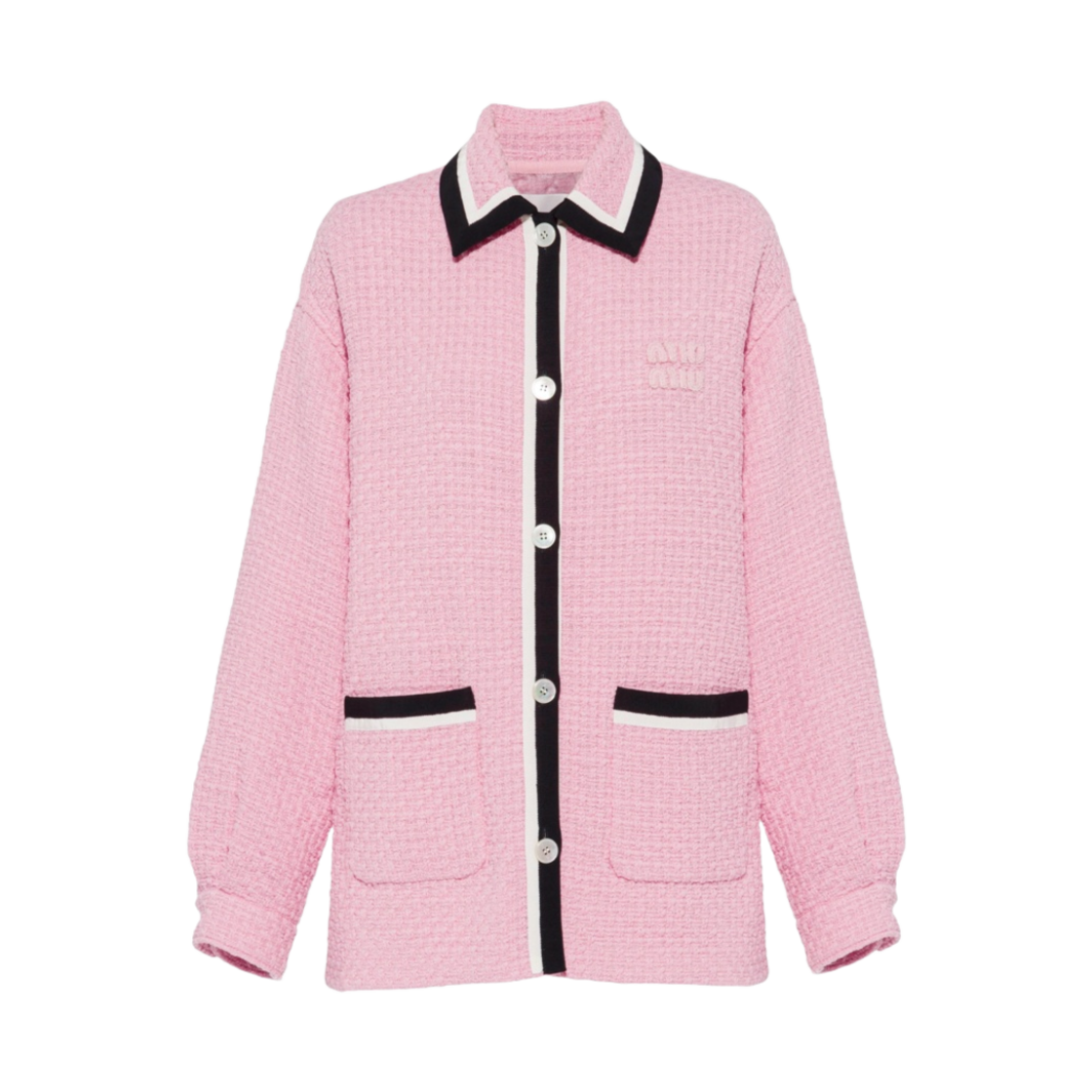 (W) 미우 미우 트위드 블루종 자켓 핑크((W) Miu Miu Tweed Blouson Jacket Pink) - 1